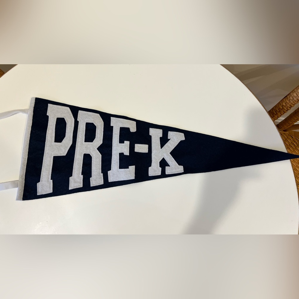 ❤️ Pre - K pennant - rockefeller royal/ worth avenue white (original font)